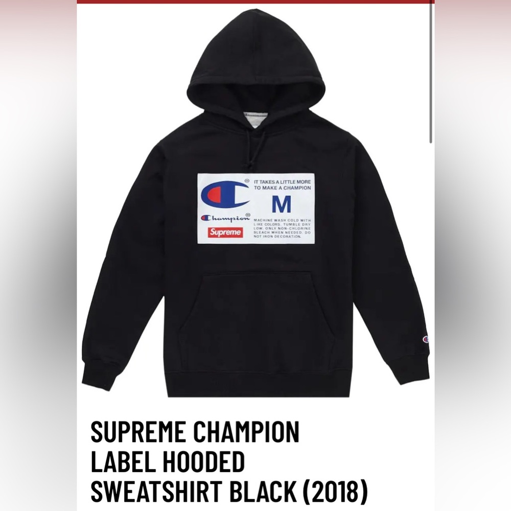 Supreme X Champion Hoodie In Black 100% authentic Size L EUC